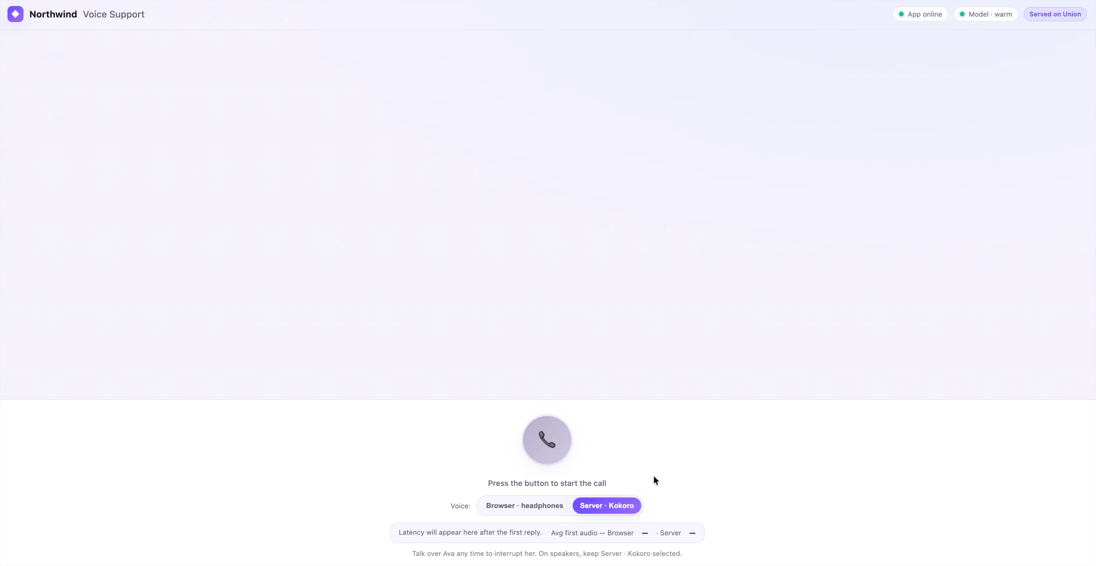 Voice customer-service agent in the browser
